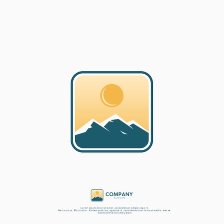 Outdoors Mountain Logo Design Emblemのイラスト素材