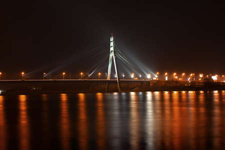 Moscow bridge in Kiev at night. Kiev city skylineの写真素材