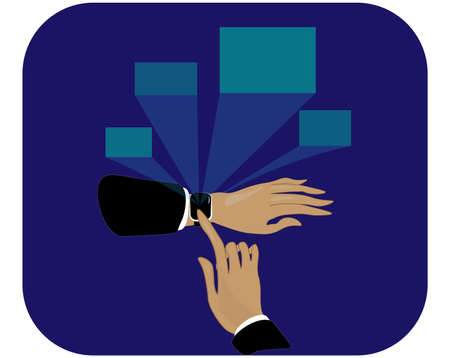 innovative novelties in the world of technology. On the wrist is a new generation watch. new opportunities. Investment in the future of the world of technology.のイラスト素材