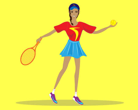 Illustration of a charming travel lady.Smiling Lady holds a passport with plane tickets in her hand. Her suitcase is full of necessary things. She's ready for adventureのイラスト素材