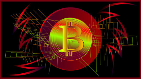 bitcoins. E-currencies, finance, economics stock exchange investments crypto currencyのイラスト素材