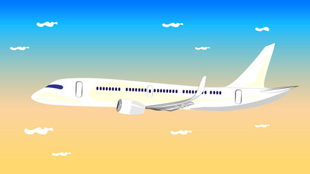 Airplane flying in the sky among the clouds. Passenger plane. cargo airplane. travelのイラスト素材