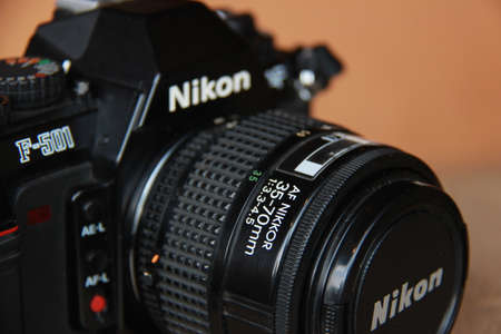Nikon F-105 analog camera with Nikkor 35-70mm auto focus lens. Single lens reflex camera products...