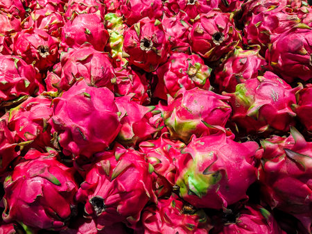 Pile of Dragonfruit in a Fresh Marketの写真素材