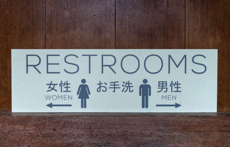 Portland, Oregon - 2018-11-20 - Restroom sign in the Japanese Tea Gardenの写真素材