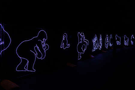 Portland, Oregon - 2018-11-21 - Light based monkey sequence at Oregon Zoo's annual winter festival, ZooLightsのeditorial素材