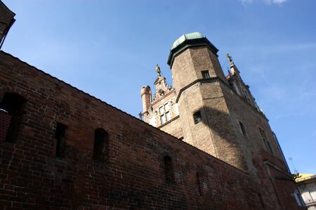 tower in a historic brick building in Gda?sk Polandの写真素材