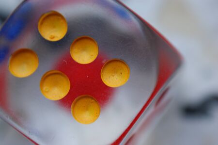 dice game transparent, unusual design number six colorful drawの写真素材