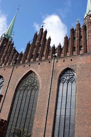 St. Mary's Basilica in GdaÅ„sk fragment of the building wall detail element dark brick