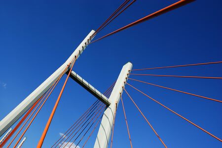 bridge construction of the bridge with pylons Warsaw blue sky