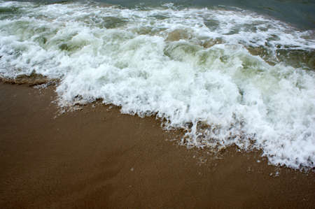 Polish Baltic Sea beautiful blue sea waves ocean horizon sand and beach blue skyの写真素材