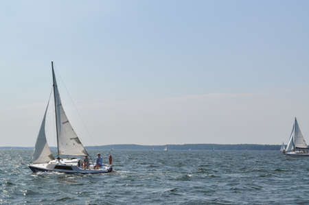 sailboat boat floats on the lake and blue sky sail