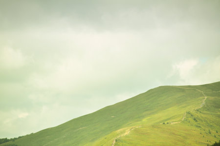 beautiful mountain landscape in the Bieszczady National Park; Bieszczady Mountains sunny dayの写真素材