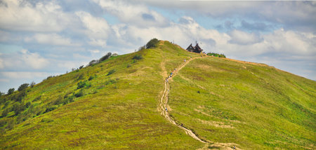 beautiful mountain landscape in the Bieszczady National Park; Bieszczady Mountains sunny dayの写真素材