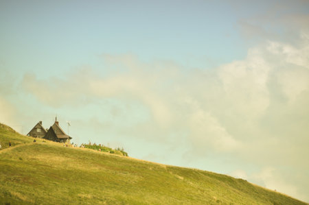 beautiful mountain landscape in the Bieszczady National Park; Bieszczady Mountains sunny dayの写真素材