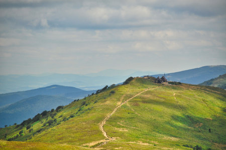 beautiful mountain landscape in the Bieszczady National Park; Bieszczady Mountains sunny day