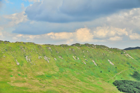 beautiful mountain landscape in the Bieszczady National Park; Bieszczady Mountains sunny dayの写真素材