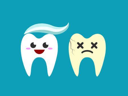 Flat tooth characterのイラスト素材