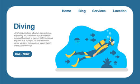 Scuba diving website design user interface applicationのイラスト素材