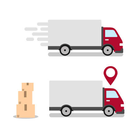 delivery truck on white backgroundのイラスト素材