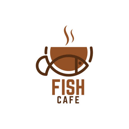 Fish cafe label vectorのイラスト素材