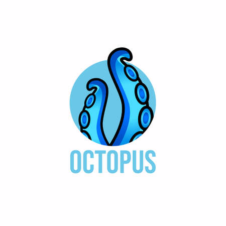 octopus sea monster label illustrationのイラスト素材