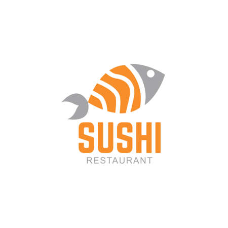 sushi fish salmon label illustrationのイラスト素材