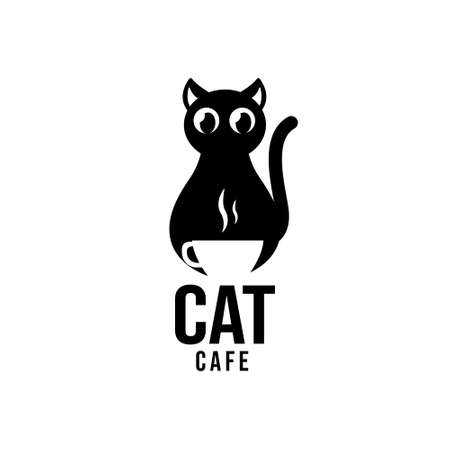 cat cafe label illustrationのイラスト素材