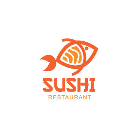 sushi fish salmon label illustrationのイラスト素材