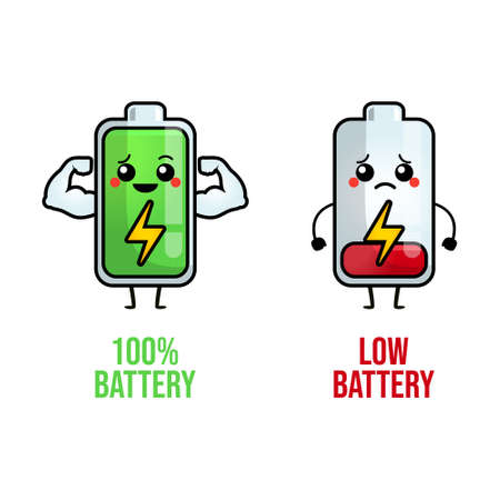 Low battery and full battery charactersのイラスト素材