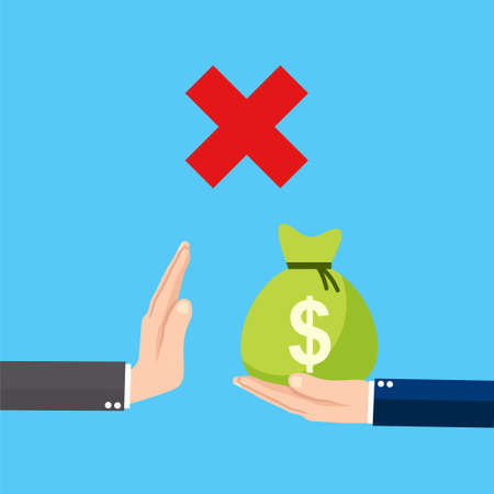 Businessman refusing money offered, corruption concept vector illustrationのイラスト素材