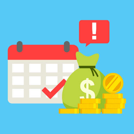 Calendar and money as payment date reminder vector noticeのイラスト素材