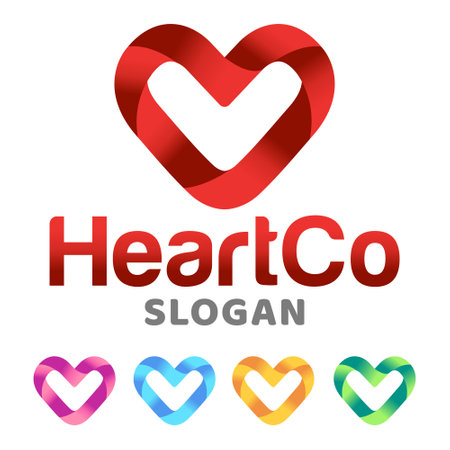 Modern flat design simple minimalist cool Heart Love logo icon design template vector with modern illustration concept style for product, company, label, brand, team, badge, emblemのイラスト素材