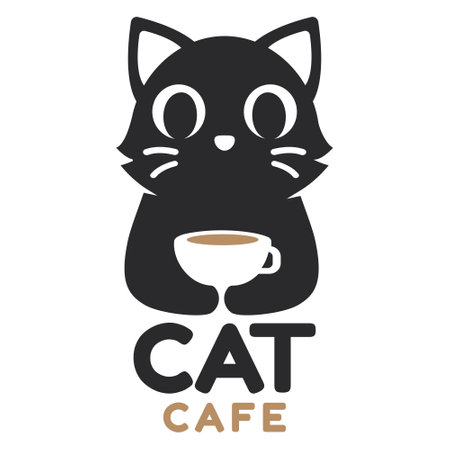 Modern mascot flat design simple minimalist cute cat logo icon design template vector with modern illustration concept style for cafe, coffee shop, restaurant, badge, emblem and labelのイラスト素材