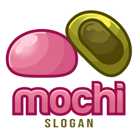 Modern vector flat design simple minimalist cute cartoon logo icon template of mochi for brand shop, cafe, restaurant, bar, emblem, label, badge. Isolated on white background.のイラスト素材