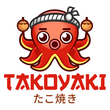 Modern flat design simple minimalist cute octopus takoyaki mascot character logo icon design template vector with modern illustration concept style for restaurant, product, label, brand, cafe, badgeのイラスト素材