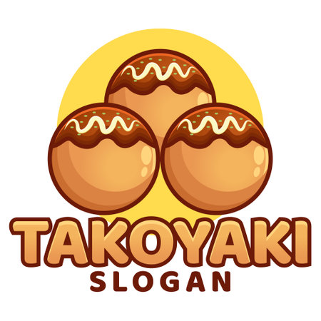 Modern flat design simple minimalist cute takoyaki logo icon design template vector with modern illustration concept style for restaurant, product, label, brand, cafe, badge, emblemのイラスト素材