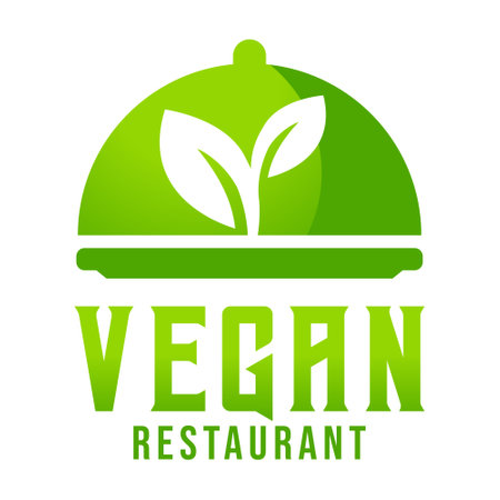 Modern vector flat design simple minimalist cute logo template of Vegan vegetarian cafe Restaurant logo vector for brand, cafe, restaurant, bar, emblem, label, badge. Isolated on white background.のイラスト素材