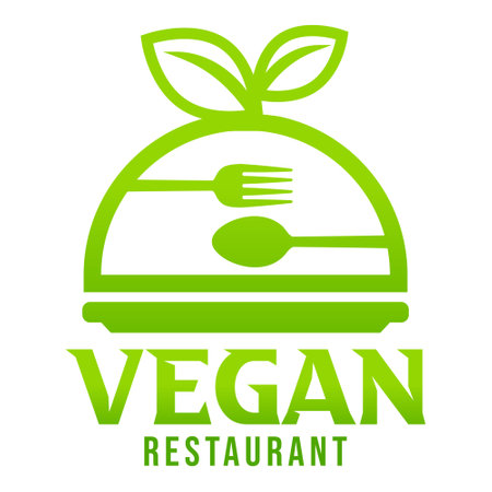 Modern vector flat design simple minimalist cute logo template of Vegan vegetarian cafe Restaurant logo vector for brand, cafe, restaurant, bar, emblem, label, badge. Isolated on white background.のイラスト素材