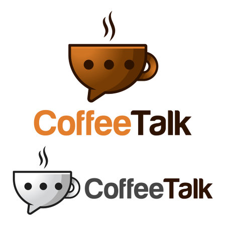 Modern flat design simple minimalist talk chat coffee logo icon design template vector with modern illustration concept style for cafe, coffee shop, restaurant, badge, emblem and labelのイラスト素材