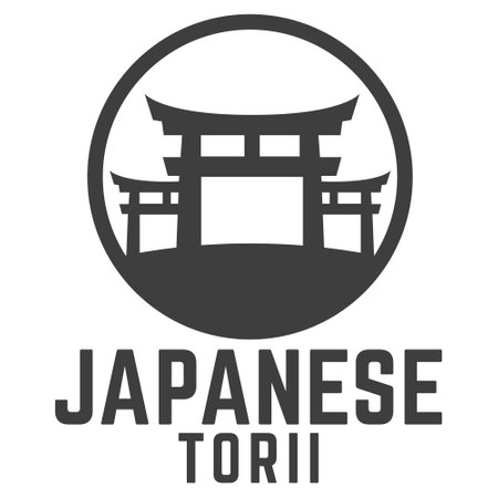 Torii silhouette (traditional Japanese gate) in circle shape. Isolated vector clip art illustration. Logo design templateのイラスト素材