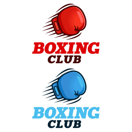 Modern vector flat design simple minimalist logo template of boxing club academy championship vector for brand, emblem, label, badge. Isolated on white background.のイラスト素材