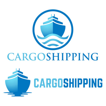 Modern vector flat design simple minimalist logo template of cargo shipping vector for brand, emblem, label, badge. Isolated on white background.のイラスト素材