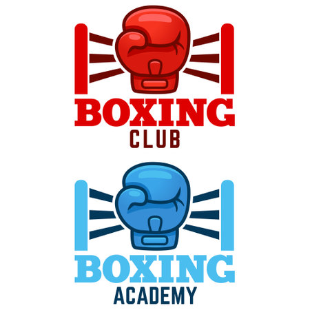 Modern vector flat design simple minimalist logo template of boxing club academy championship vector for brand, emblem, label, badge. Isolated on white background.のイラスト素材