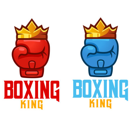 Modern vector flat design simple minimalist logo template of royal boxing king club academy championship vector for brand, emblem, label, badge. Isolated on white background.のイラスト素材