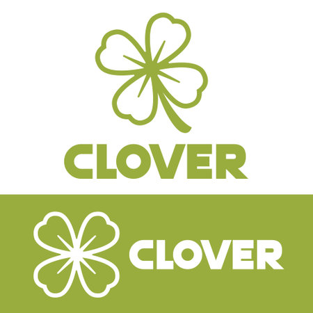 Modern vector flat design simple minimalist logo template of 4 leaf clover shamrock vector for brand, emblem, label, badge. Isolated on white background.のイラスト素材