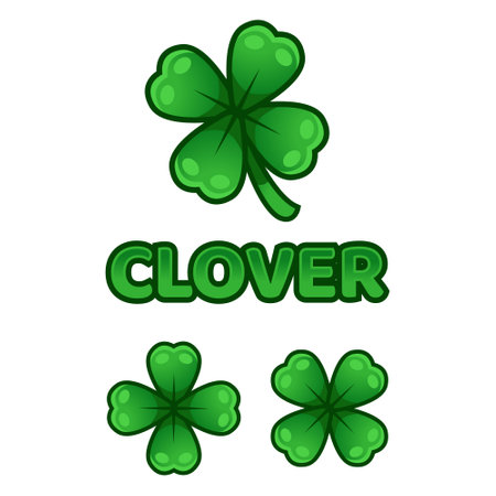 Modern vector flat design simple minimalist logo template of 4 leaf clover shamrock vector for brand, emblem, label, badge. Isolated on white background.のイラスト素材
