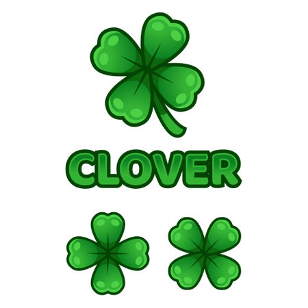 Vektor für Modern vector flat design simple minimalist logo template of 4 leaf clover shamrock vector for brand, emblem, label, badge. Isolated on white background. - Lizenzfreies Bild