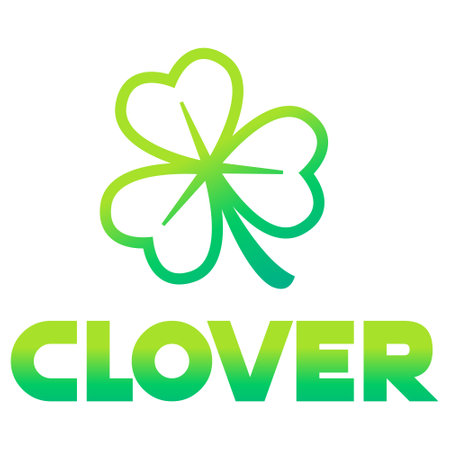 Modern vector flat design simple minimalist logo template of 3 leaf clover shamrock vector for brand, emblem, label, badge. Isolated on white background.のイラスト素材