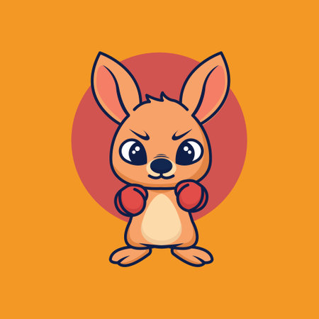 kangaroo boxing cute cartoon illustrationsのイラスト素材